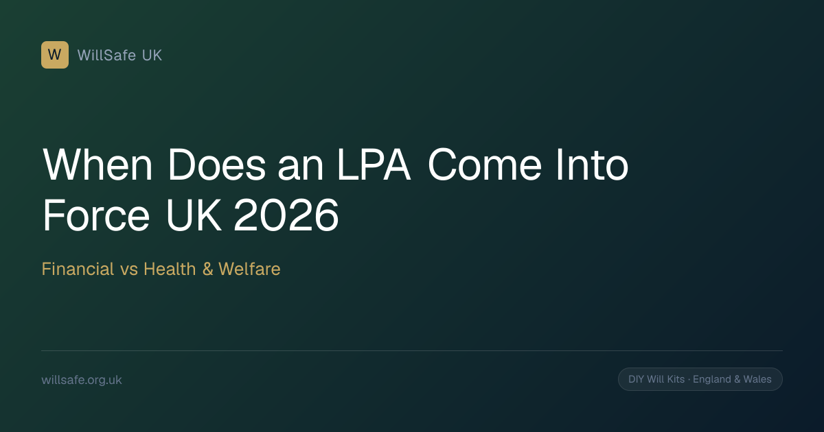 When Does an LPA Come Into Force UK (2026)? Financial vs Health & Welfare